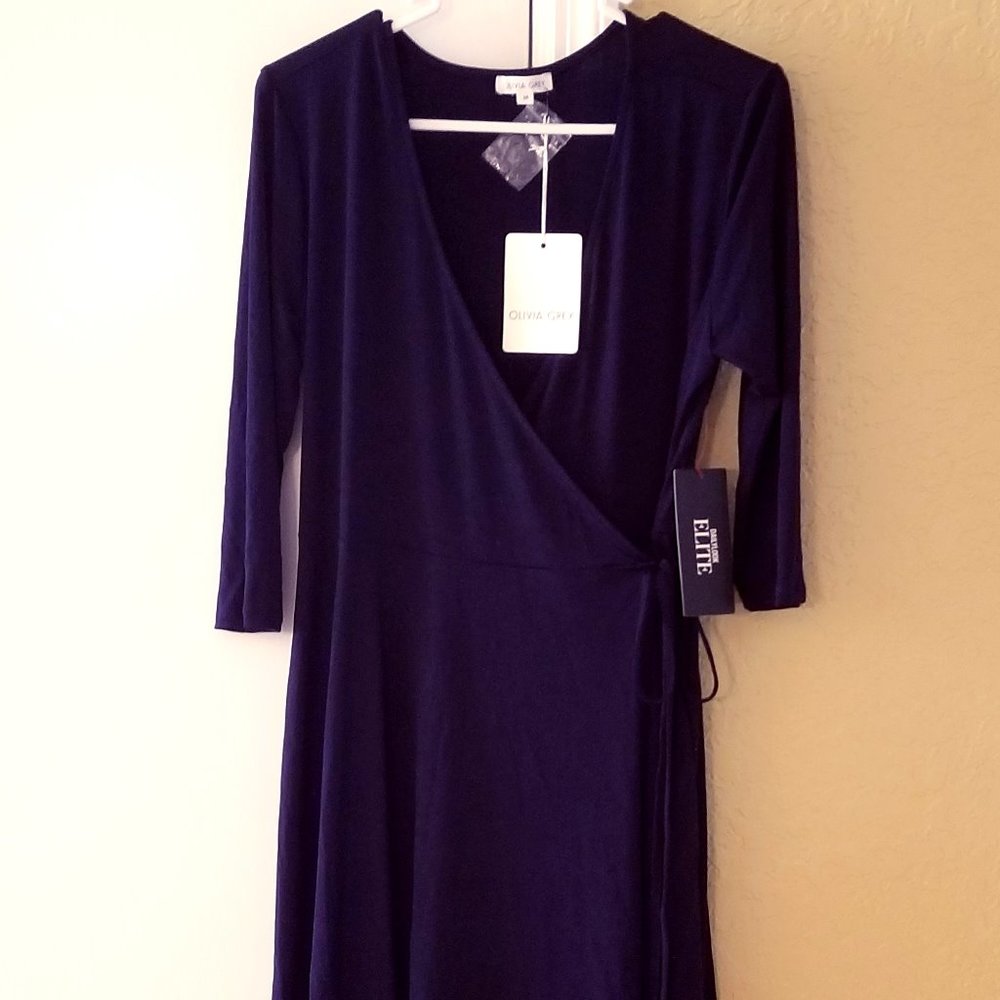 Daily Look Elite Olivia Grey navy wrap dress